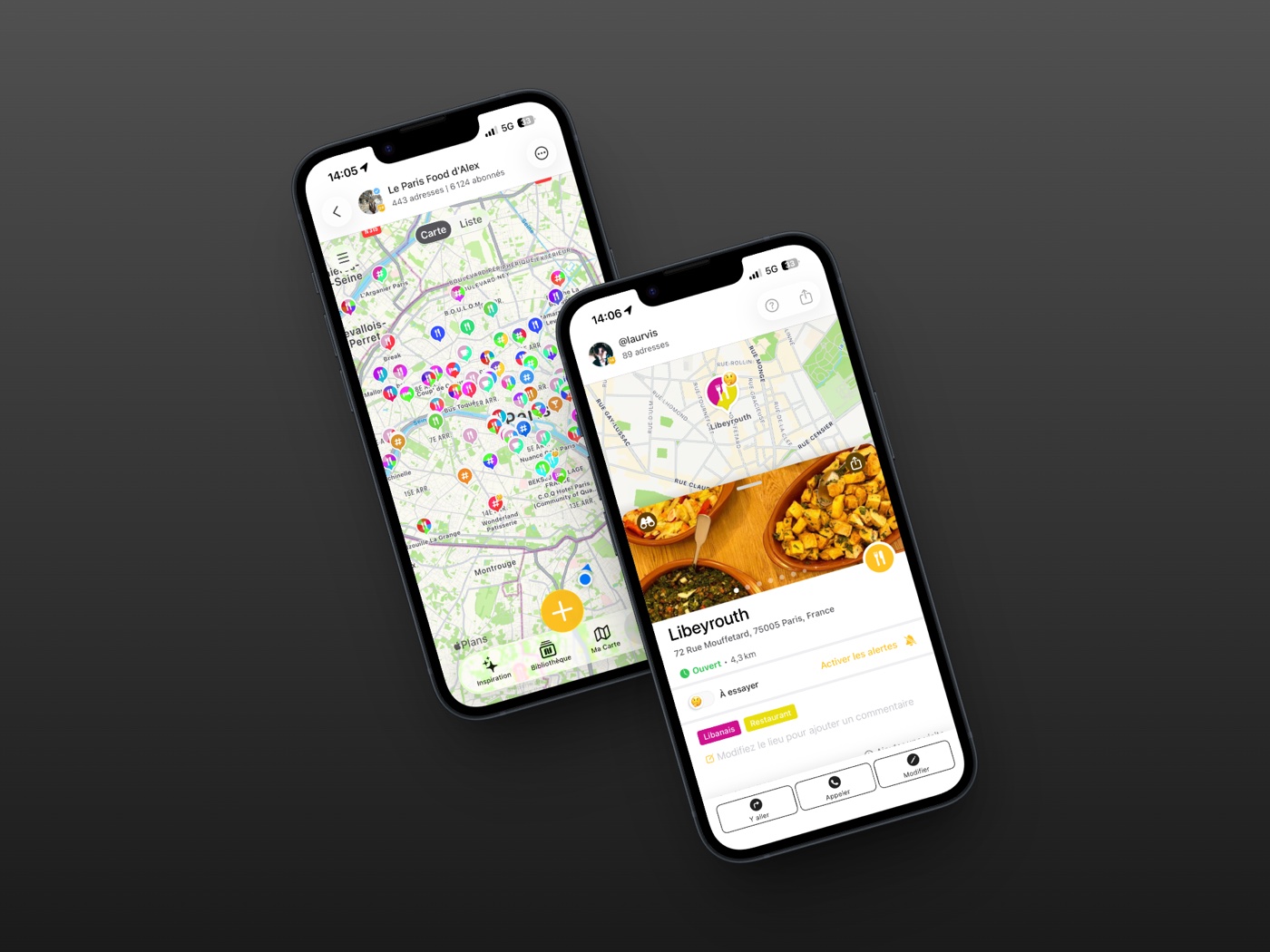 Inspiration Mapstr — carte des lieux et fiche lieu