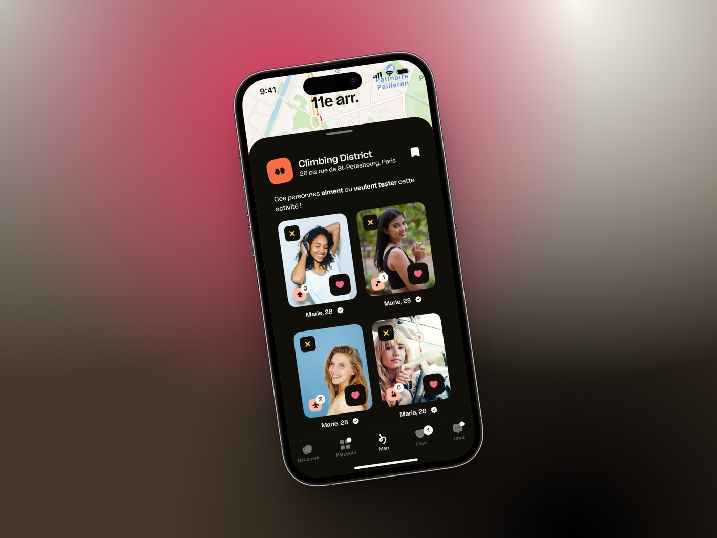 Mockup — affinités mutuelles sur mini-profils