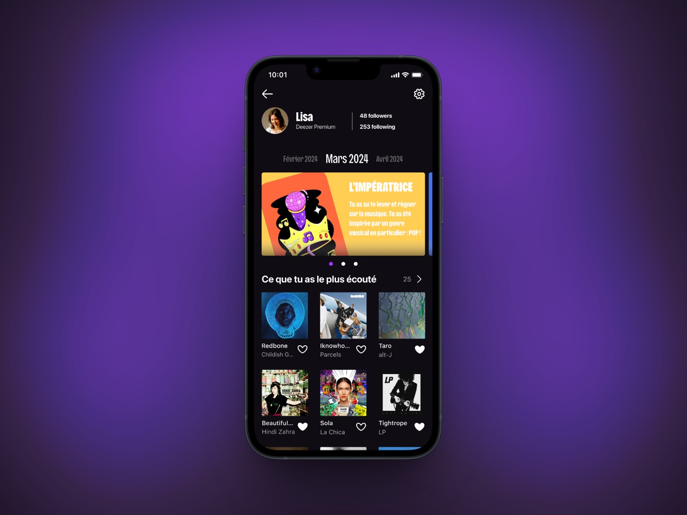 Mockup — solution Le profil musical