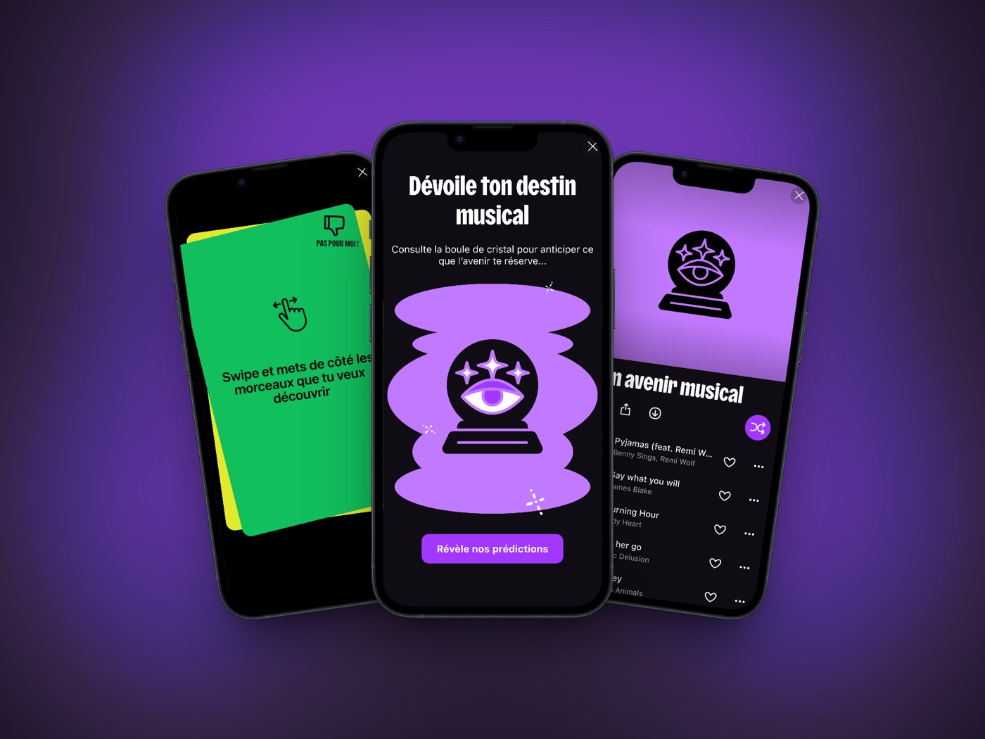 Mockup — solution Le swipe musical